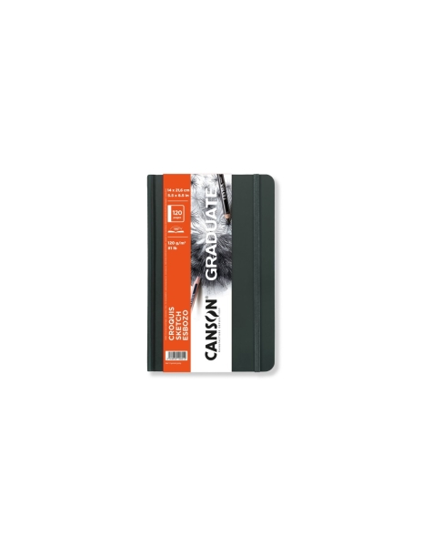 Canson Graduate Sketch Cuaderno con 60 Hojas - 14x21.6cm - 120g - Grano Fino - Tapa Dura - Color Blanco