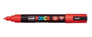 Posca PC-5M Marcador de Pintura - Punta de Poliester 1.8-2.5mm - Tinta Base al Agua - Resistente a la Luz - No Permanente - Color Rojo · Pack de 6 uds.