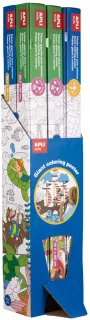 Apli Expositor de Posteres Gigantes para Pintar - Tamaño 180x96.5 mm - 6 Rollos con 2 Modelos: Mundo Marino y Bosque Magico - Ideal para Jugar en Grupo o en Familia - Alto Valor Didactico -