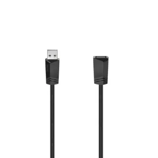 Hama Essential Cable Alargador USB-A Macho/Hembra - Longitud 0.75m - Velocidad hasta 480Mbps - Blindaje Doble - Color Negro