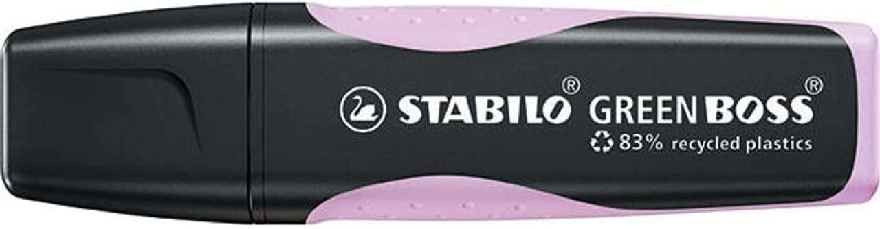Stabilo Green Boss Pastel Marcador Fluorescente - Fabricado con un 83% de Plastico Reciclado - Trazo entre 2 y 5mm - Recargable - Color Brisa Violeta · Pack de 10 uds.