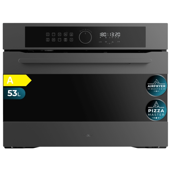 Cecotec Bolero Hexa AF314500 Matt A Horno Integrable - Capacidad 53L - Temperatura Regulable - Piedra para Pizzas de 35cm - Guias Telescopicas - Pantalla Tactil - 11 Funciones - Color Gris O