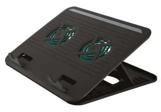 Trust Cyclone Base Refrigeradora USB para Portatil hasta 16" - 2x Ventiladores Silenciosos - 8 Posiciones Ajustables - Color Negro