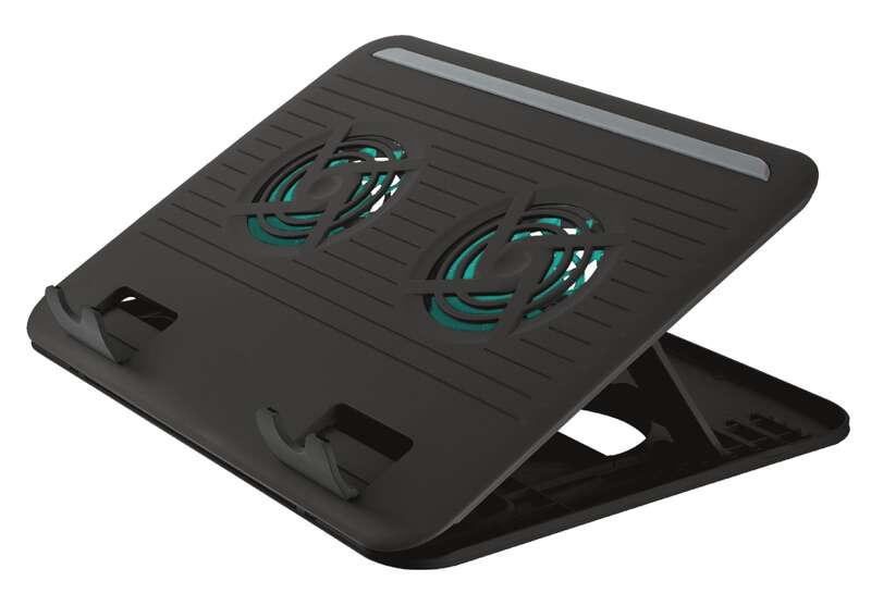 Trust Cyclone Base Refrigeradora USB para Portatil hasta 16" - 2x Ventiladores Silenciosos - 8 Posiciones Ajustables - Color Negro
