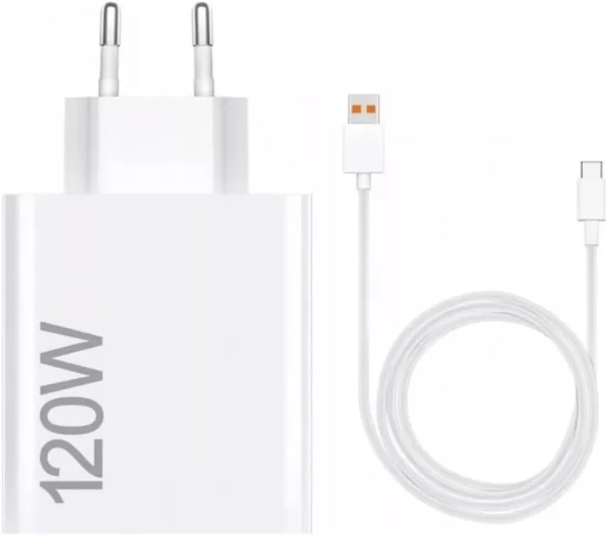Xiaomi 120W HyperCharge Combo Cargador de Pared para Smartphone USB-A 120W + Cable - Identificacion Inteligente de Dispositivos - Color Blanco