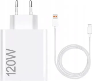 Xiaomi 120W HyperCharge Combo Cargador de Pared para Smartphone USB-A 120W + Cable - Identificacion Inteligente de Dispositivos - Color Blanco