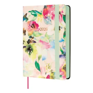 Finocam Flexi Joy Agenda en Catalan - Anual 2026 - Tapa Blanda - Formato F2 - 85x23x130mm - 1 Dia por Pagina - Tematica de Flores