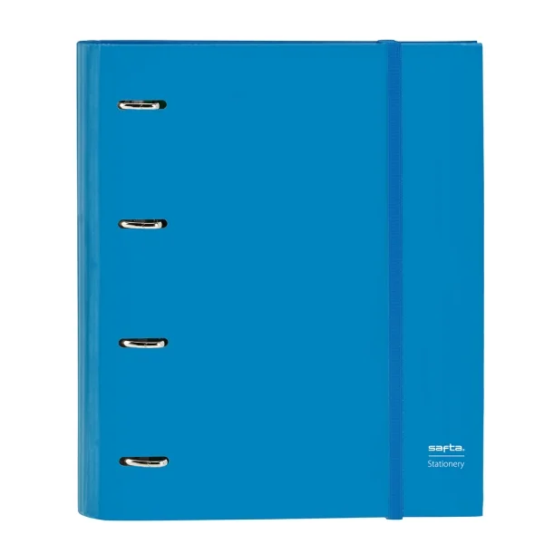 Safta Carpeta con 4 Anillas 35mm - Tapas Duras Forradas - Recambio 100 Hojas - Cierre Elastico - Incluye Separadores - Gramaje de 80g/m2 - 270x35x320mm - Color Azul