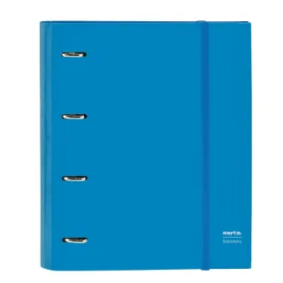 Safta Carpeta con 4 Anillas 35mm - Tapas Duras Forradas - Recambio 100 Hojas - Cierre Elastico - Incluye Separadores - Gramaje de 80g/m2 - 270x35x320mm - Color Azul