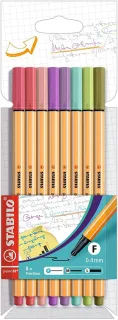 Stabilo Point 88 Pack de 8 Rotuladores de Punta Fina de Fibra - Trazo de 0.4 mm - Tinta con Base de Agua - Colores Surtidos
