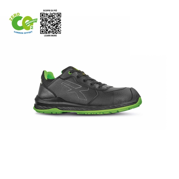 Upower Natural UK S ESD Calzado de Seguridad Bajo - Talla 35 - Comodo y Ligero, Proteccion S3S CI FO SR - Color Negro/Verde