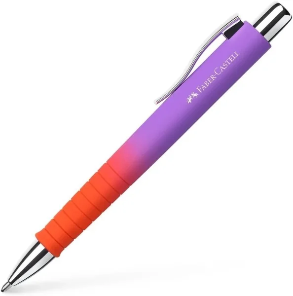 Faber-Castell Poly Ball Flow Edition Punchy Melon Boligrafo Retractil XB - Forma Triangular Ergonomica - Suave al Tacto - Color Lila/Rojo Degradado · Pack de 5 uds.