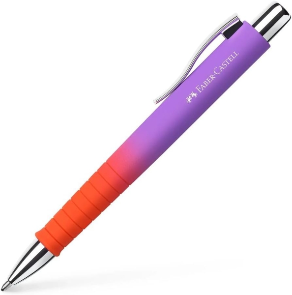 Faber-Castell Poly Ball Flow Edition Punchy Melon Boligrafo Retractil XB - Forma Triangular Ergonomica - Suave al Tacto - Color Lila/Rojo Degradado · Pack de 5 uds.