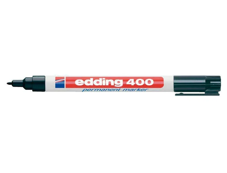 Edding 400 Rotulador Permanente - Punta Redonda - Trazo 1 mm. - Recargable - Secado Rapido - Color Negro · Pack de 10 uds.
