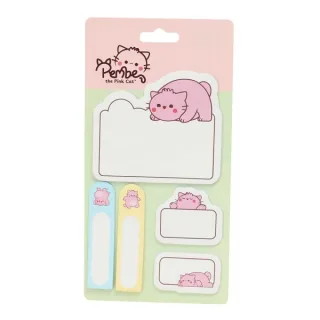 Safta Pembe The Pink Cat Notas Adhesivas Surtidas - 5 Formatos Diferentes - Blister para Almacenamiento - Multicolor