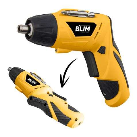Blim Atornillador Doble Posicion Bateria 4V - Velocidad 210 Rpm - Conector Hexagonal de 1/4 (6.35 mm) - Cambio de Sentido de Giro - Capacidad de Bateria 1300 Mah - Incluye 1 Alargador Magnet