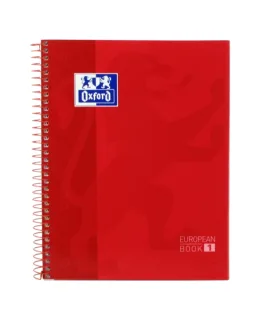 Oxford School Classic A5+ Europeanbook - Tapa Extradura - Cuadricula 5x5 - 80 Hojas - Color Rojo · Pack de 5 uds.