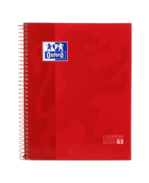 Oxford School Classic A5+ Europeanbook - Tapa Extradura - Cuadricula 5x5 - 80 Hojas - Color Rojo · Pack de 5 uds.