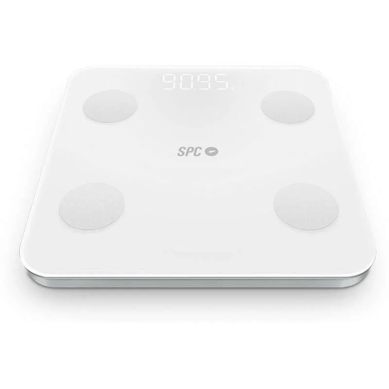 SPC Atenea Fit 3 Bascula de Baño Inteligente - Registra e Identifica hasta 10 Usuarios - Diseño de Cristal - Pantalla LED - Activacion Tactil - Capacidad 180kg