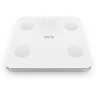 SPC Atenea Fit 3 Bascula de Baño Inteligente - Registra e Identifica hasta 10 Usuarios - Diseño de Cristal - Pantalla LED - Activacion Tactil - Capacidad 180kg