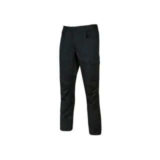 Upower Bravo Top Pantalon CVC Stretch - Talla 2XL - Bolsillos Multifuncionales, Cierre de Velcro, Martillo en Cintura, Triple Costura, Ajuste Slim-Fit, Proteccion DPI1 - Color Negro Carbon