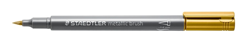 Staedtler Metallic Brush Rotulador Punta Pincel - Trazo 1 - 6mm Aprox - Tinta Base de Agua - Color Oro · Pack de 10 uds.