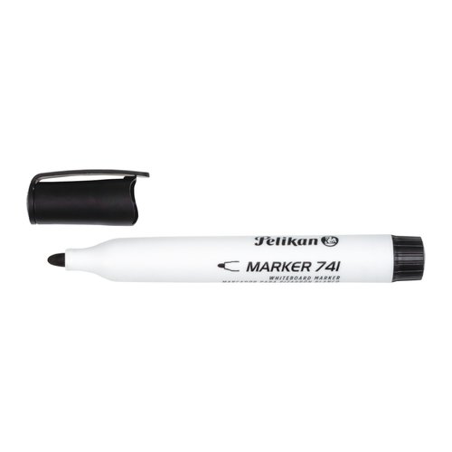 Pelikan 741F Rotulador para Pizarra Blanca - Punta de 2mm - Capuchon Antisecado - Borrable en Seco - Color Negro · Pack de 10 uds.