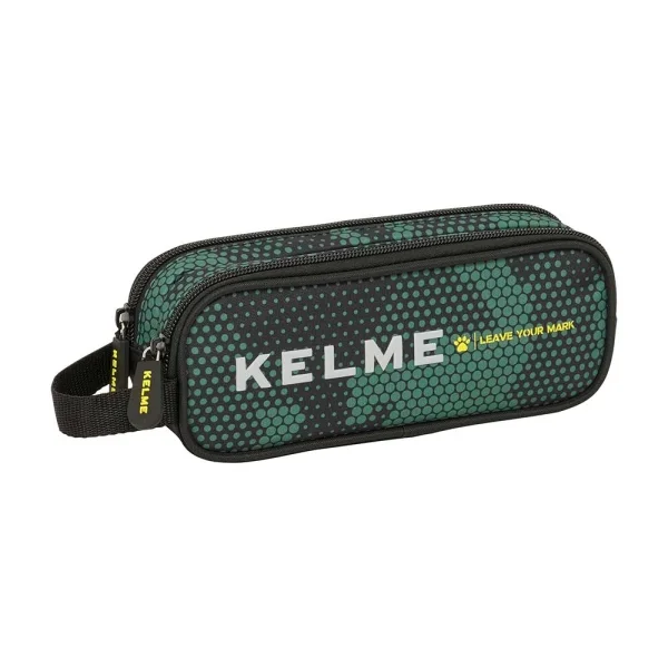 Safta Kelme Camo Portatodo - 2 Compartimentos con Cremalleras - Asa Lateral - 1L - 210x60x80mm - Color Verde Camuflaje