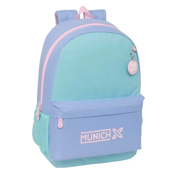 Safta Munich Mellow Mochila Adaptable a Carro - Bolsillos Laterales - Doble Tirador - Acolchada y Ergonomica - Asa Superior - 19L - 300x140x460mm - Color Azul Claro