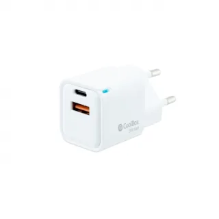 Coolbox Cargador Gan 20W USB-C/USB-A PARED