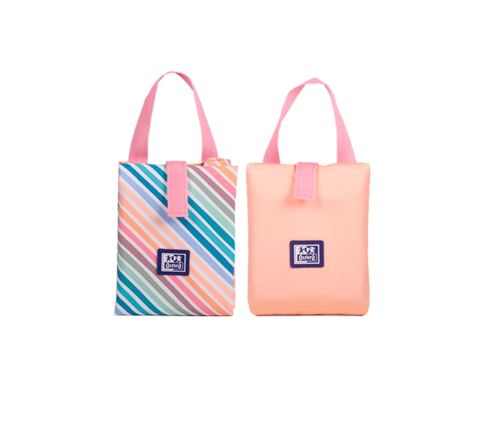 Oxford Porta Alimentos Reutilizable con Asa Colorblock - Poliester Reciclado RPET - Libre de Bpa - Conveniente y Ecologico · Pack de 4 uds.