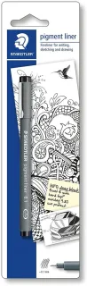 Staedtler Pigment Liner 308 Blister con Rotulador Calibrado - Trazo 0.2mm - Punta Engarzada en Metal - Color Negro