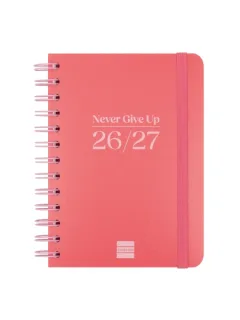 Finocam Cosmo Flex Agenda Escolar 26/27 - Semana Vista Horizontal - Formato 8º - 120x169mm - Tapas de Polipropileno - Papel de 80g/m2 - Espiral Metalica - Esquinas Microperforadas - Color Ro