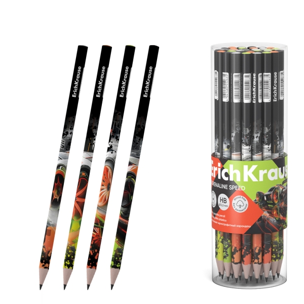 ErichKrause Adrenaline Speed Lapiz de Grafito - Mina HB de 2.2mm - Cuerpo Redondo - Plastico - Colores Surtidos · Pack de 42 uds.