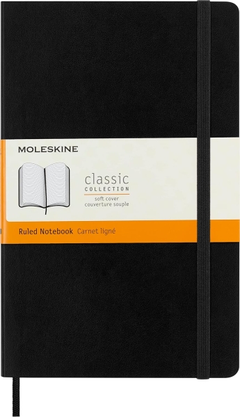 Moleskine Classic Libreta de Tapa Blanda - Papel Marfil Rayado - 70g/m2 - Apertura 180º - Esquinas Redondeadas - Marcapaginas - Bolsillo Interior Extensible - Cierre Elastico - 13x21cm - Col