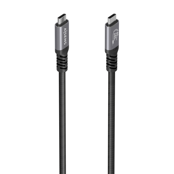 Aisens Cable USB-C Macho - Soporta hasta 240W - Longitud 0.5m - Velocidad de Transferencia hasta 40Gbps - Resolucion 8K - Aluminio - Color Negro