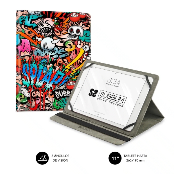 Subblim Funda Tablet Universal Trendy 9.6" a 11" - Posicion Stand con 2 Angulos de Vision - Soporte Antideslizante - Colores Varios