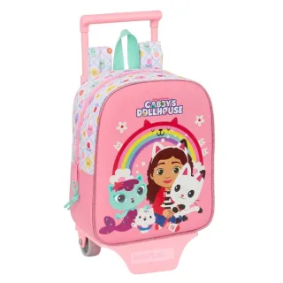 Safta Gabby's Dollhouse Mochila con Carro - Extraible - 6L - Tarjeta de Identificacion Personal - Asa de Mano - 22x27x10cm - Color Rosa