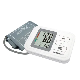 Orbegozo Tensiometro de Brazo Digital - Medicion Automatica Inteligente - 60 Memorias para 2 Usuarios - Pantalla LCD Iluminada - Diagnostico por Barra de Colores