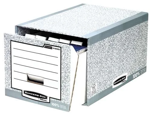 Fellowes Bankers Box Cajon Archivador - Montaje Manual - Carton Reciclado Certificacion FSC - Color Gris · Pack de 5 uds.