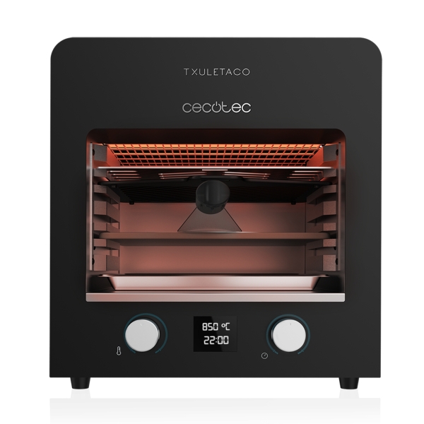 Cecotec Txuletaco 8000 Inferno Horno para Asar - 2200W - Temperatura 850°C - Parrilla de Hierro - Piedra y Bandeja para Pizzas - Termometro Digital - Bandejas Recogegrasas - 36x38x39.5cm - C