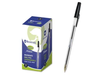 Bismark Boligrafo de Bola - Punta Redonda - Capuchon y Tapon del Color de la Tinta - Color Negro · Pack de 50 uds.