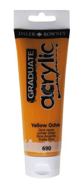 Daler Rowney Graduate Pintura Acrilica - Tubo de Plastico - 120ml - Color Ocre Amarillo