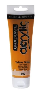Daler Rowney Graduate Pintura Acrilica - Tubo de Plastico - 120ml - Color Ocre Amarillo