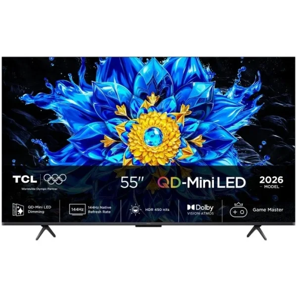 TCL 55P8L Televisor Smart TV 55" QD MiniLED UltraHD 4K HDR - 144Hz - Google TV, WiFi, HDMI, USB 2.0, Ethernet, Bluetooth - VESA 300x300mm