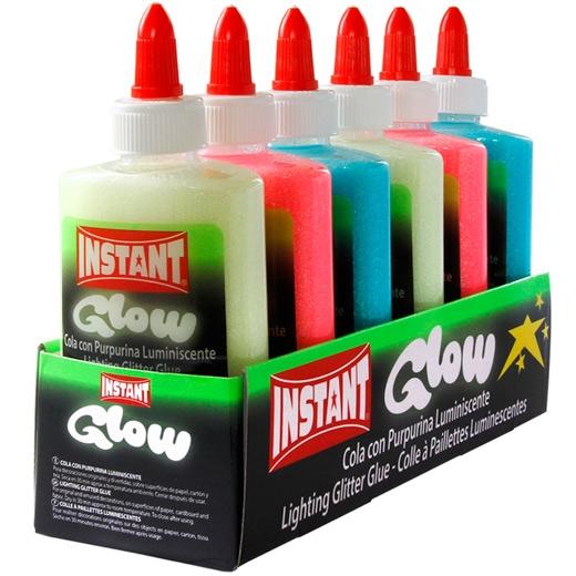 Instant Glow Cola Luminiscente 147ml - Apto para Uso Infantil y/o Domestico - Sin Disolventes - 3 Colores Surtidos Luminiscentes · Pack de 6 uds.