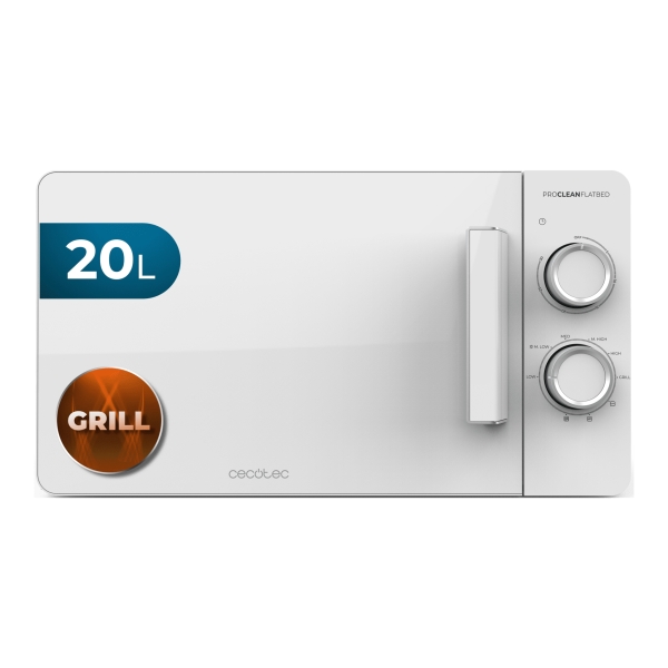 Cecotec Proclean 3120 Flatbed Microondas sin Plato - 700W - Capacidad de 20L - Grill de 800W - Tecnologia 3Dwave Envolvente - Revestimiento Ceramico - Temporizador de 30min - Elegante - Colo