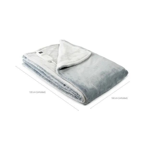 Innovagoods Elakef Manta Electrica - 160W - Cable 235cm - Temperatura Regulable - Temporizador - Apagado Automatico - Calentamiento Rapido - 120x160cm - Color Gris