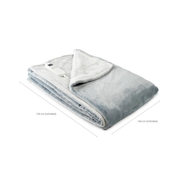 Innovagoods Elakef Manta Electrica - 160W - Cable 235cm - Temperatura Regulable - Temporizador - Apagado Automatico - Calentamiento Rapido - 120x160cm - Color Gris