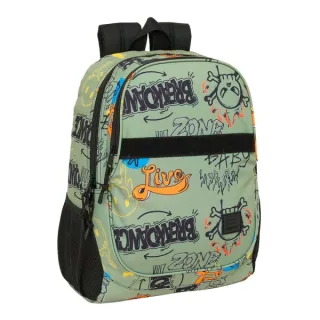 Safta Graffiti Zone Mochila Adaptable a Carro - Portabotellas - Dos Compartimentos Grandes - Tirador Doble - Hombreras Ergonomicas y Acolchadas - Asa de Mano - 23L - 320x160x440mm - Color Ve